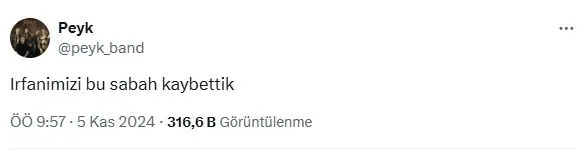 Peyk grubunun solisti İrfan Alış hayatını kaybetti